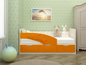 Дельфин-3 Кровать детская 3 ящика без ручек 1.8 Оранжевый глянец в Красном Яре - krasnyj-yar.katalogmebeli.com | фото