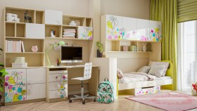 Детская комната Флёр (Белый/корпус Клен) в Красном Яре - krasnyj-yar.katalogmebeli.com | фото 1