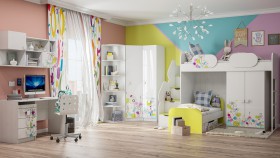 Детская комната Флер (Белый/корпус Выбеленное дерево) в Красном Яре - krasnyj-yar.katalogmebeli.com | фото 3