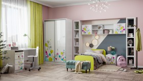 Детская комната Флер (Белый/корпус Выбеленное дерево) в Красном Яре - krasnyj-yar.katalogmebeli.com | фото 1