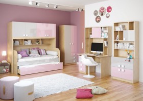 Детская комната Грэйси (Розовый/Серый/корпус Клен) в Красном Яре - krasnyj-yar.katalogmebeli.com | фото 2
