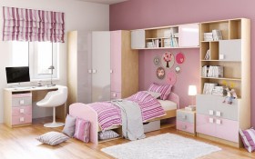 Детская комната Грэйси (Розовый/Серый/корпус Клен) в Красном Яре - krasnyj-yar.katalogmebeli.com | фото 3
