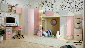 Детская комната Грэйси (Розовый/Серый/корпус Клен) в Красном Яре - krasnyj-yar.katalogmebeli.com | фото 1