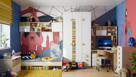 Детская комната Клаксон без машинок (Белый/корпус Клен) в Красном Яре - krasnyj-yar.katalogmebeli.com | фото