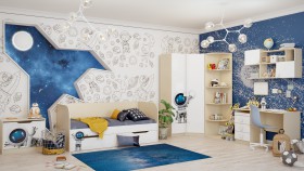 Детская комната Санни (Белый/корпус Клен) в Красном Яре - krasnyj-yar.katalogmebeli.com | фото 2