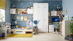 Детская комната Санни (Белый/корпус Клен) в Красном Яре - krasnyj-yar.katalogmebeli.com | фото