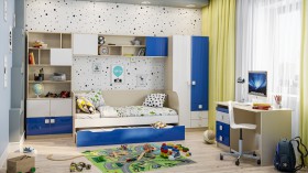 Детская комната Скай Люкс (Синий/Белый/корпус Клен) в Красном Яре - krasnyj-yar.katalogmebeli.com | фото