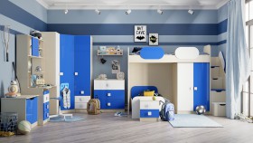 Детская комната Скай Люкс (Синий/Белый/корпус Клен) в Красном Яре - krasnyj-yar.katalogmebeli.com | фото 7