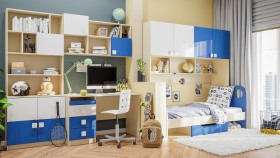 Детская комната Скай Люкс (Синий/Белый/корпус Клен) в Красном Яре - krasnyj-yar.katalogmebeli.com | фото 9