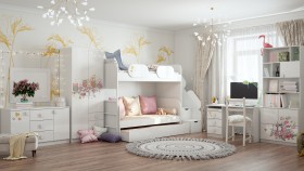 Детская комната Совушки (Белый/корпус Выбеленное дерево) в Красном Яре - krasnyj-yar.katalogmebeli.com | фото 3