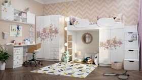 Детская комната Совушки (Белый/корпус Выбеленное дерево) в Красном Яре - krasnyj-yar.katalogmebeli.com | фото 1