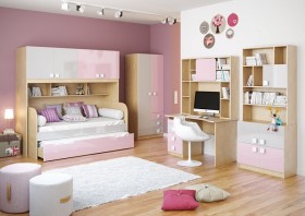 Диван-кровать Грэйси (Розовый/Серый/корпус Клен) в Красном Яре - krasnyj-yar.katalogmebeli.com | фото 3