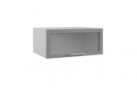 Гарда ГПГС 800 шкаф верхний горизонтальный глубокий со стеклом (Белый патина/корпус Серый) в Красном Яре - krasnyj-yar.katalogmebeli.com | фото