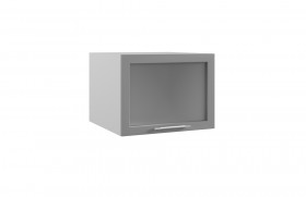 Гарда ГВПГС 600 шкаф верхний горизонтальный глубокий со стеклом высокий (Белый патина/корпус Серый) в Красном Яре - krasnyj-yar.katalogmebeli.com | фото