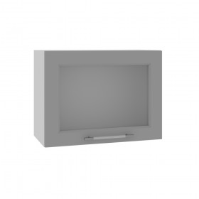 Гарда ВПГС 600 шкаф верхний горизонтальный со стеклом высокий (Белый патина/корпус Серый) в Красном Яре - krasnyj-yar.katalogmebeli.com | фото