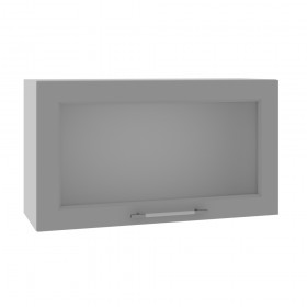 Гарда ВПГС 800 шкаф верхний горизонтальный со стеклом высокий (Белый патина/корпус Серый) в Красном Яре - krasnyj-yar.katalogmebeli.com | фото