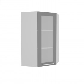 Гарда ВПУС 550 шкаф верхний угловой со стеклом высокий (Белый патина/корпус Серый) в Красном Яре - krasnyj-yar.katalogmebeli.com | фото