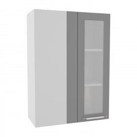 Гарда ВПУС 650 шкаф верхний угловой со стеклом высокий (Белый патина/корпус Серый) в Красном Яре - krasnyj-yar.katalogmebeli.com | фото