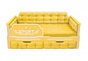 Кровать 160 серии Спорт 2 ящика 74 Жёлтый (мягкие боковые накладки) в Красном Яре - krasnyj-yar.katalogmebeli.com | фото