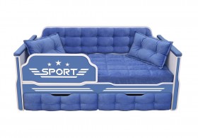 Кровать 160 серии Спорт 2 ящика 85 Синий (подушки) в Красном Яре - krasnyj-yar.katalogmebeli.com | фото