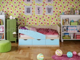 Кровать Бабочки 1,6м (Голубой матовый) в Красном Яре - krasnyj-yar.katalogmebeli.com | фото