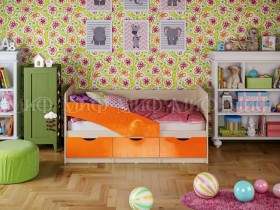 Кровать Бабочки 1,6м (Оранжевый металлик) в Красном Яре - krasnyj-yar.katalogmebeli.com | фото 1