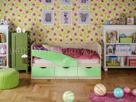 Кровать Бабочки 1,6м (Салатовый металлик) в Красном Яре - krasnyj-yar.katalogmebeli.com | фото