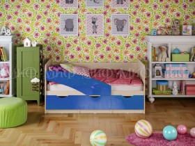 Кровать Бабочки 1,6м (Синий металлик) в Красном Яре - krasnyj-yar.katalogmebeli.com | фото