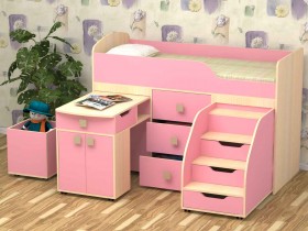 Кровать детская Фея 1.6 Дуб молочный/Розовый в Красном Яре - krasnyj-yar.katalogmebeli.com | фото