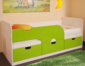 Кровать детская Минима 1,86м с ящиками (дуб атланта/лайм глянец) в Красном Яре - krasnyj-yar.katalogmebeli.com | фото 1
