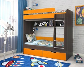 Кровать двухъярусная Юниор-5  Бодего/Оранжевый в Красном Яре - krasnyj-yar.katalogmebeli.com | фото