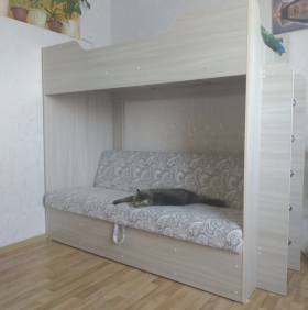 Кровать двухъярусная с диваном (Беленый дуб) в Красном Яре - krasnyj-yar.katalogmebeli.com | фото