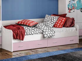 Кровать Fashion-1 Вега 0,9 м (Белый/Розовый) в Красном Яре - krasnyj-yar.katalogmebeli.com | фото