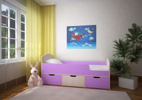 Кровать Малыш-мини Дуб молочный/Ирис в Красном Яре - krasnyj-yar.katalogmebeli.com | фото 1