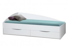 Кровать одинарная "Фея - 3" (асимметричная) (2000х900) New/(белый / белый / ДВПО белый) в Красном Яре - krasnyj-yar.katalogmebeli.com | фото