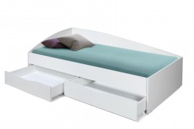 Кровать одинарная "Фея - 3" (асимметричная) (2000х900) New/(белый / белый / ДВПО белый) в Красном Яре - krasnyj-yar.katalogmebeli.com | фото 3