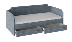 Кровать с мягкой обивкой и ящиками «Кантри» Тип 1 (900) (Замша синяя) в Красном Яре - krasnyj-yar.katalogmebeli.com | фото 2