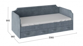 Кровать с мягкой обивкой и ящиками «Кантри» Тип 1 (900) (Замша синяя) в Красном Яре - krasnyj-yar.katalogmebeli.com | фото 3
