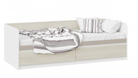 Кровать «Сканди» с 2 ящиками Дуб Гарден/Белый/Глиняный серый в Красном Яре - krasnyj-yar.katalogmebeli.com | фото 1