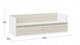 Кровать «Сканди» с 2 ящиками Дуб Гарден/Белый/Глиняный серый в Красном Яре - krasnyj-yar.katalogmebeli.com | фото 3