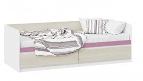 Кровать «Сканди» с 2 ящиками Дуб Гарден/Белый/Лиловый в Красном Яре - krasnyj-yar.katalogmebeli.com | фото 1