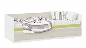 Кровать «Сканди» с 2 ящиками Дуб Гарден/Белый/Зеленый в Красном Яре - krasnyj-yar.katalogmebeli.com | фото