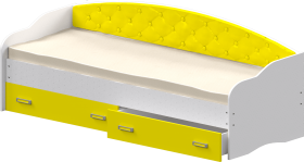 Кровать Софа-7 с мягкой спинкой (800х1900) Белый/Желтый в Красном Яре - krasnyj-yar.katalogmebeli.com | фото