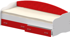 Кровать Софа-7 с мягкой спинкой (800х1900) Белый/Красный в Красном Яре - krasnyj-yar.katalogmebeli.com | фото