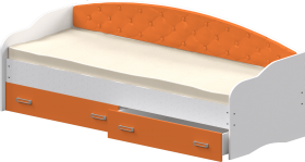 Кровать Софа-7 с мягкой спинкой (800х2000) Белый/Оранжевый в Красном Яре - krasnyj-yar.katalogmebeli.com | фото