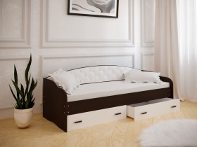 Кровать Софа-7 с мягкой спинкой (800х2000) Венге/ Белый в Красном Яре - krasnyj-yar.katalogmebeli.com | фото