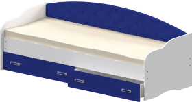 Кровать Софа-8 с мягкой спинкой (900х1900) Белый/Синий в Красном Яре - krasnyj-yar.katalogmebeli.com | фото