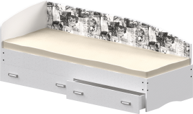 Кровать Софа-9 с мягкой спинкой с рисунком Милана (900х1900) Белый в Красном Яре - krasnyj-yar.katalogmebeli.com | фото