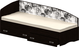 Кровать Софа-9 с мягкой спинкой с рисунком Милана (900х1900) Венге в Красном Яре - krasnyj-yar.katalogmebeli.com | фото