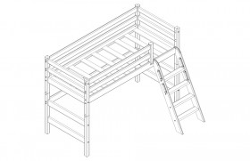 Кровать Соня вариант 6 полувысокая с наклонной лестницей Лаванда в Красном Яре - krasnyj-yar.katalogmebeli.com | фото 2